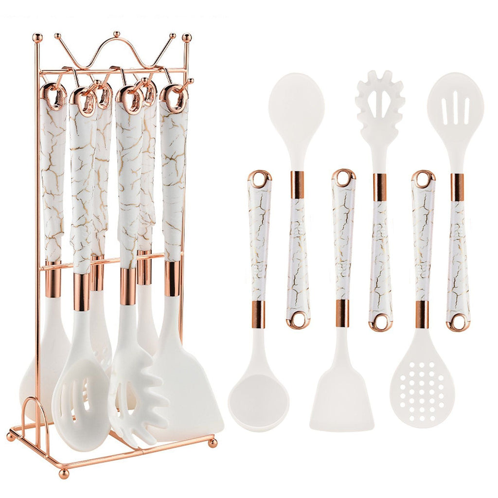Silicone Kitchen Utensil Set, 7 Pieces Nonstick Cooking Utensil Set with Holder, Heat Resistant Cookware Silicone Spatulas Set, Kitchen Tool Set for Cooking EasyOptionXY LLC
