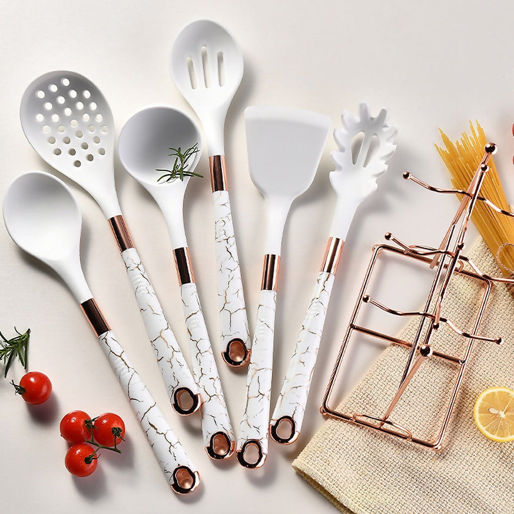 Silicone Kitchen Utensil Set, 7 Pieces Nonstick Cooking Utensil Set with Holder, Heat Resistant Cookware Silicone Spatulas Set, Kitchen Tool Set for Cooking EasyOptionXY LLC