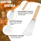 Metal Spatula for Cast Iron Skillet, Stainless Steel Fish Spatula Turner with Wooden Handle, Small Kitchen Spatula Flipper for Cooking Grill Griddle, 3 Pack