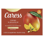 Caress Bar Soap for Women, Mango & Almond Oil for All Skin 3.75 oz 4 Body Bath Bars
