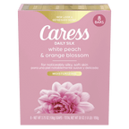 Caress Bar Soap for Women, Daily Silk White Peach & Orange Blossom for All Skin 3.75 oz 8 Ct