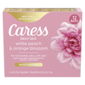 Caress Bar Soap for Women, Daily Silk White Peach & Orange Blossom for All Skin 3.75 oz 12 Ct