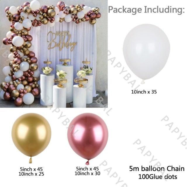 182Pcs Rose Gold Latex White Pink Balloons Arch Garland Kit For Wedding Party Decoration Birthday Baby Shower Office Party Gender Reveal Stevvex