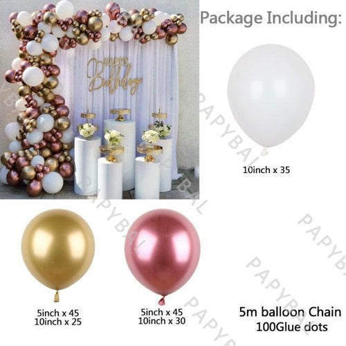 182Pcs Rose Gold Latex White Pink Balloons Arch Garland Kit For Wedding Party Decoration Birthday Baby Shower Office Party Gender Reveal Stevvex