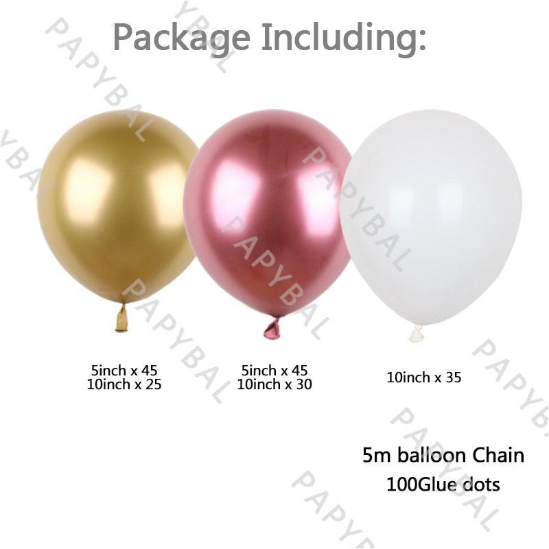 182Pcs Rose Gold Latex White Pink Balloons Arch Garland Kit For Wedding Party Decoration Birthday Baby Shower Office Party Gender Reveal Stevvex
