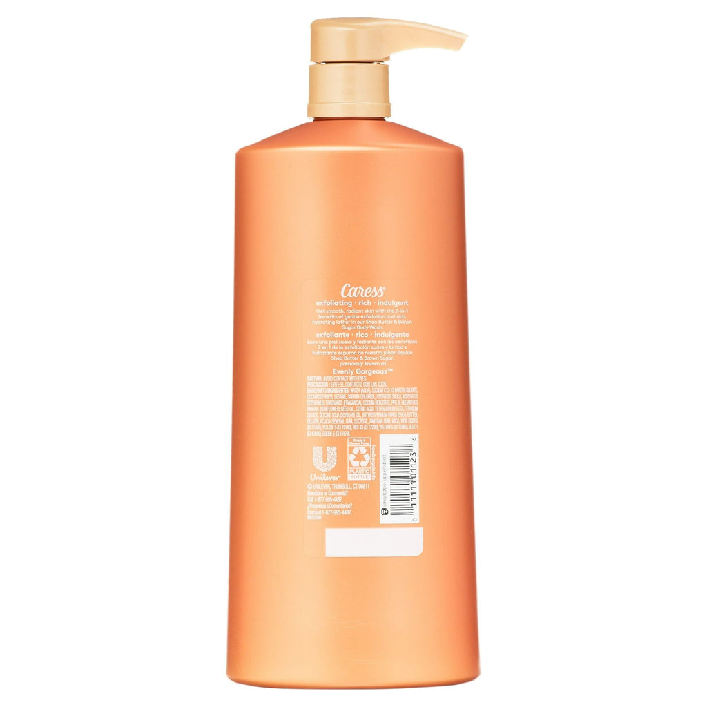 Caress Body Wash for Women, Shea Butter & Brown Sugar Shower Gel for Dry Skin 25.4 fl oz