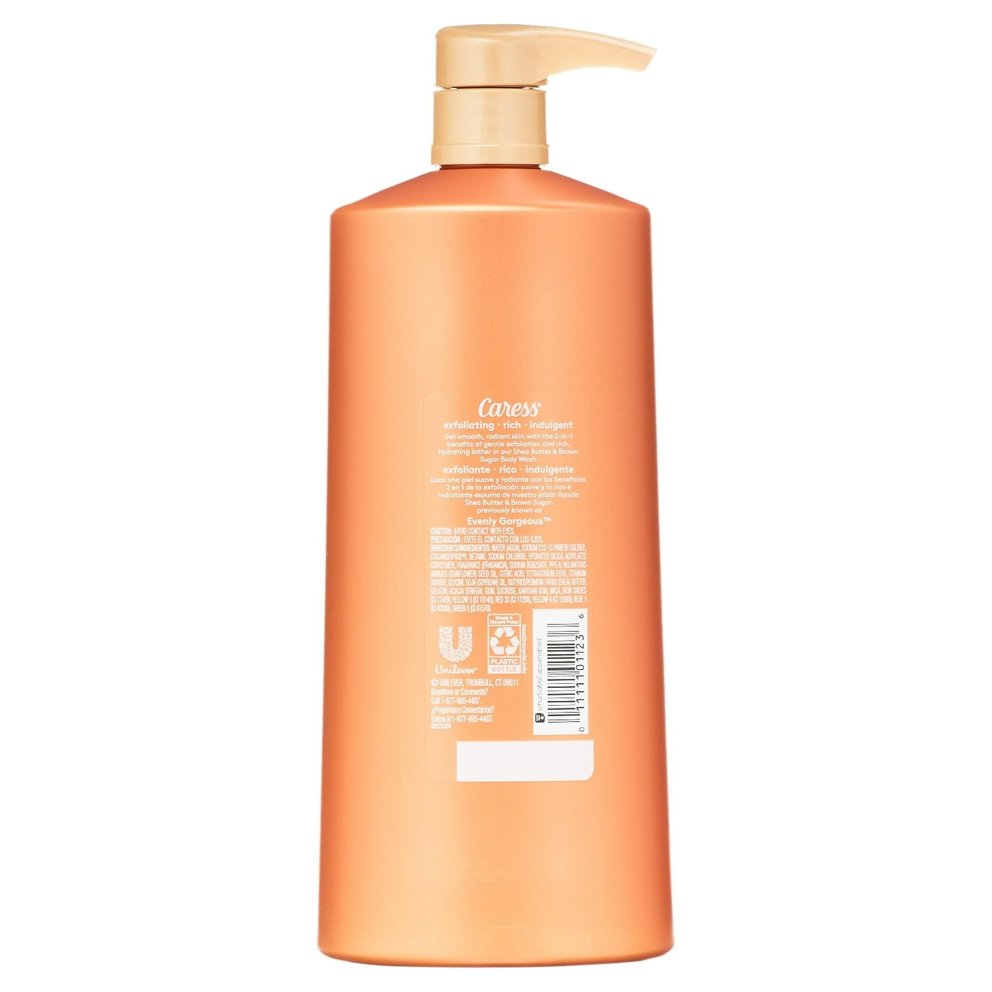 Caress Body Wash for Women, Shea Butter & Brown Sugar Shower Gel for Dry Skin 25.4 fl oz