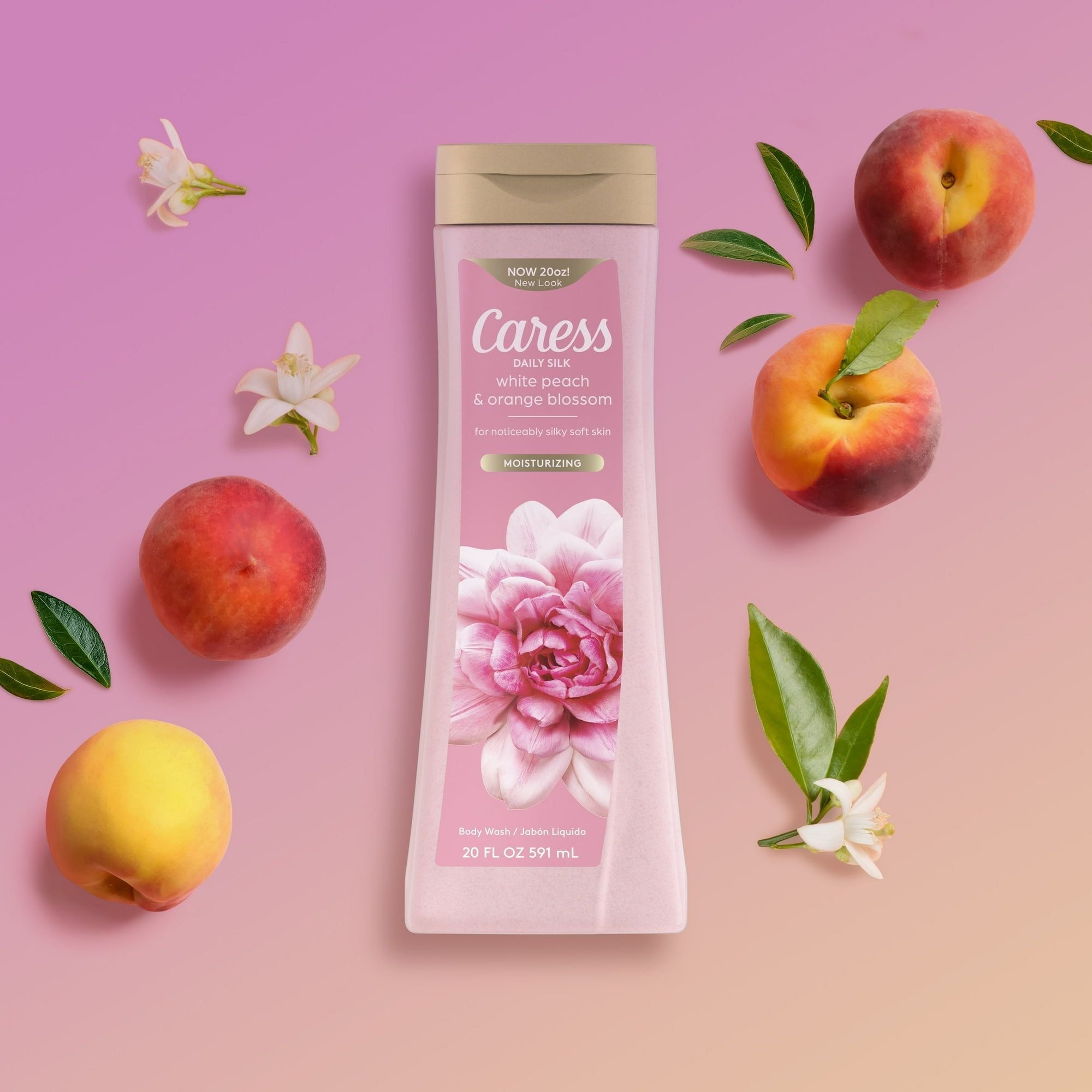 Caress Body Wash for Women, Daily Silk White Peach & Orange Blossom for Dry Skin 20 fl oz EasyOptionXY LLC