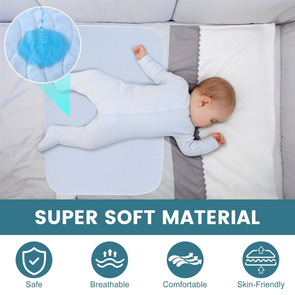 KEKOY 3 Pack Washable Bed Pads for Incontinence Reusable, 4 Layer Waterproof Absorbent Incontinence Bed Pads, Pee Pads for Adults, Dogs, Pets, 18*24"