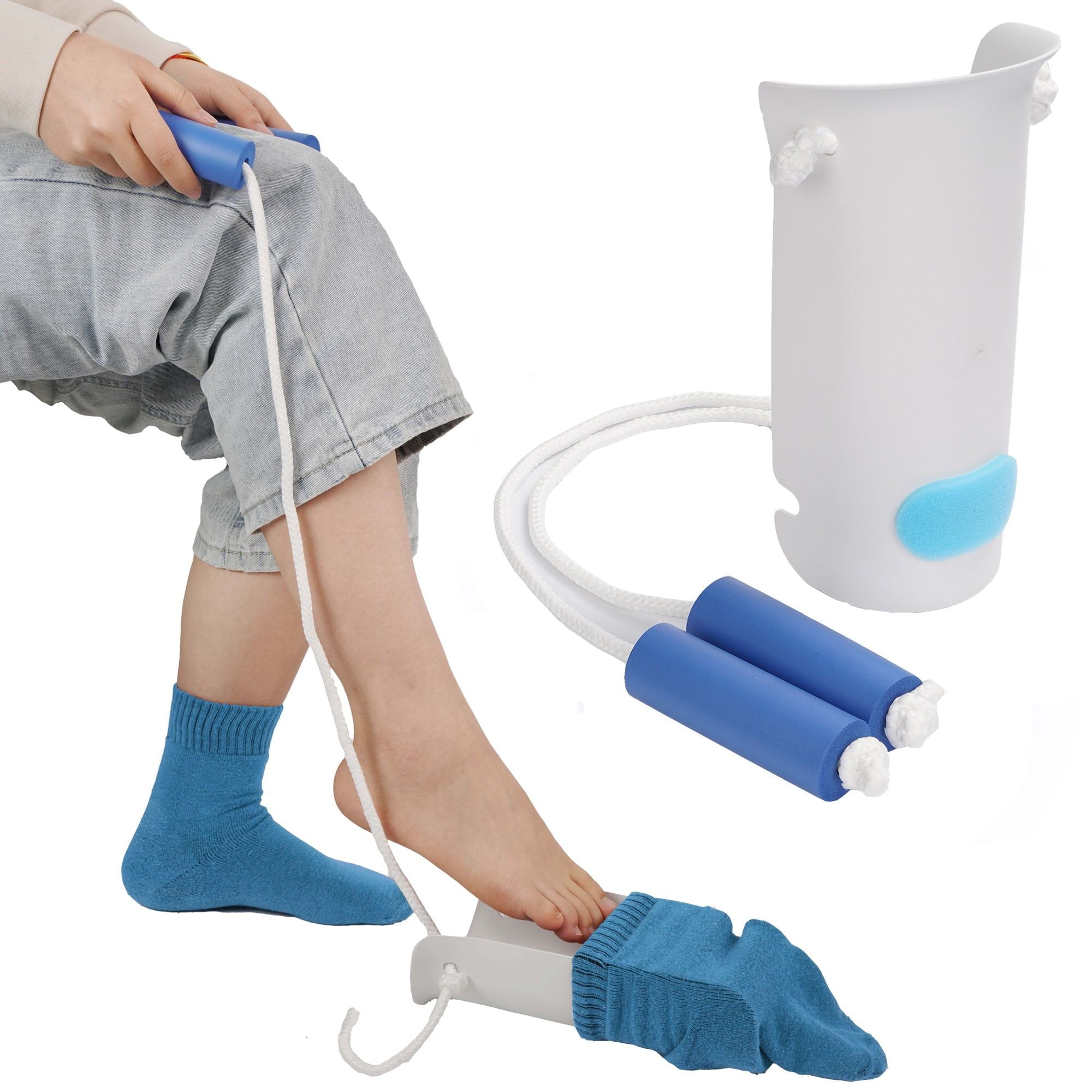 KEKOY Easy on and off Sock Aid, Pulling Assist Device - Sock Helper Aide Tool with Foam Handles - Sock Assist Device for Elderly, Senior, Pregnant, Diabetics