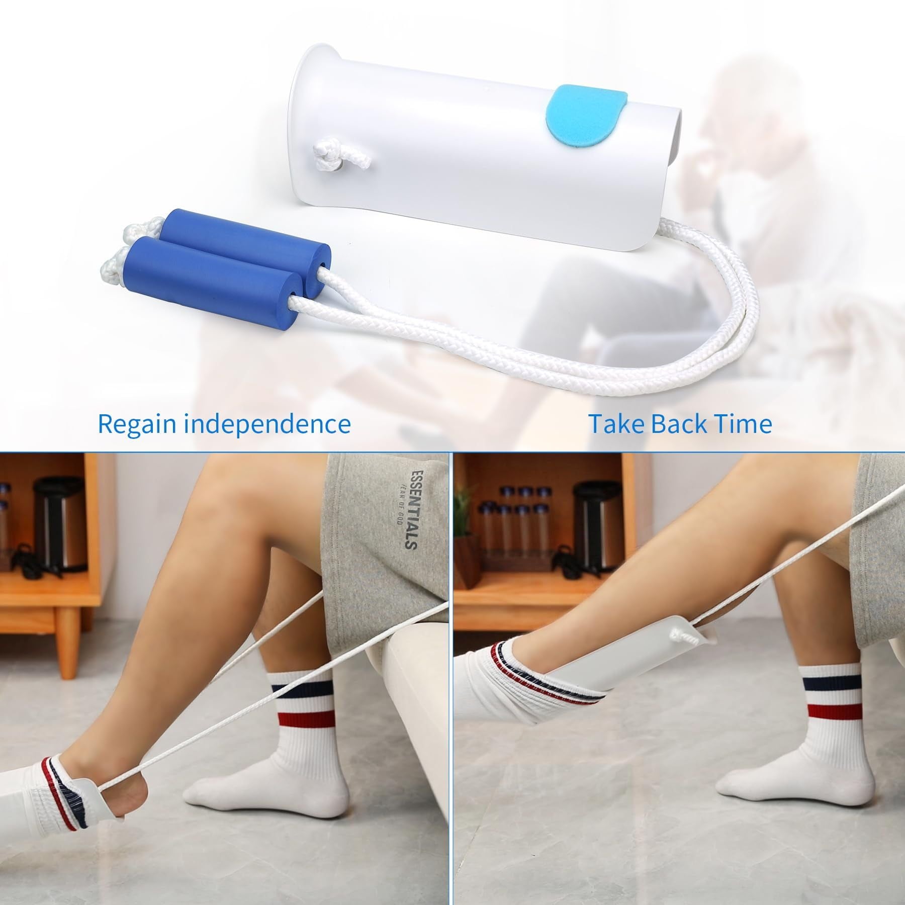 KEKOY Easy on and off Sock Aid, Pulling Assist Device - Sock Helper Aide Tool with Foam Handles - Sock Assist Device for Elderly, Senior, Pregnant, Diabetics