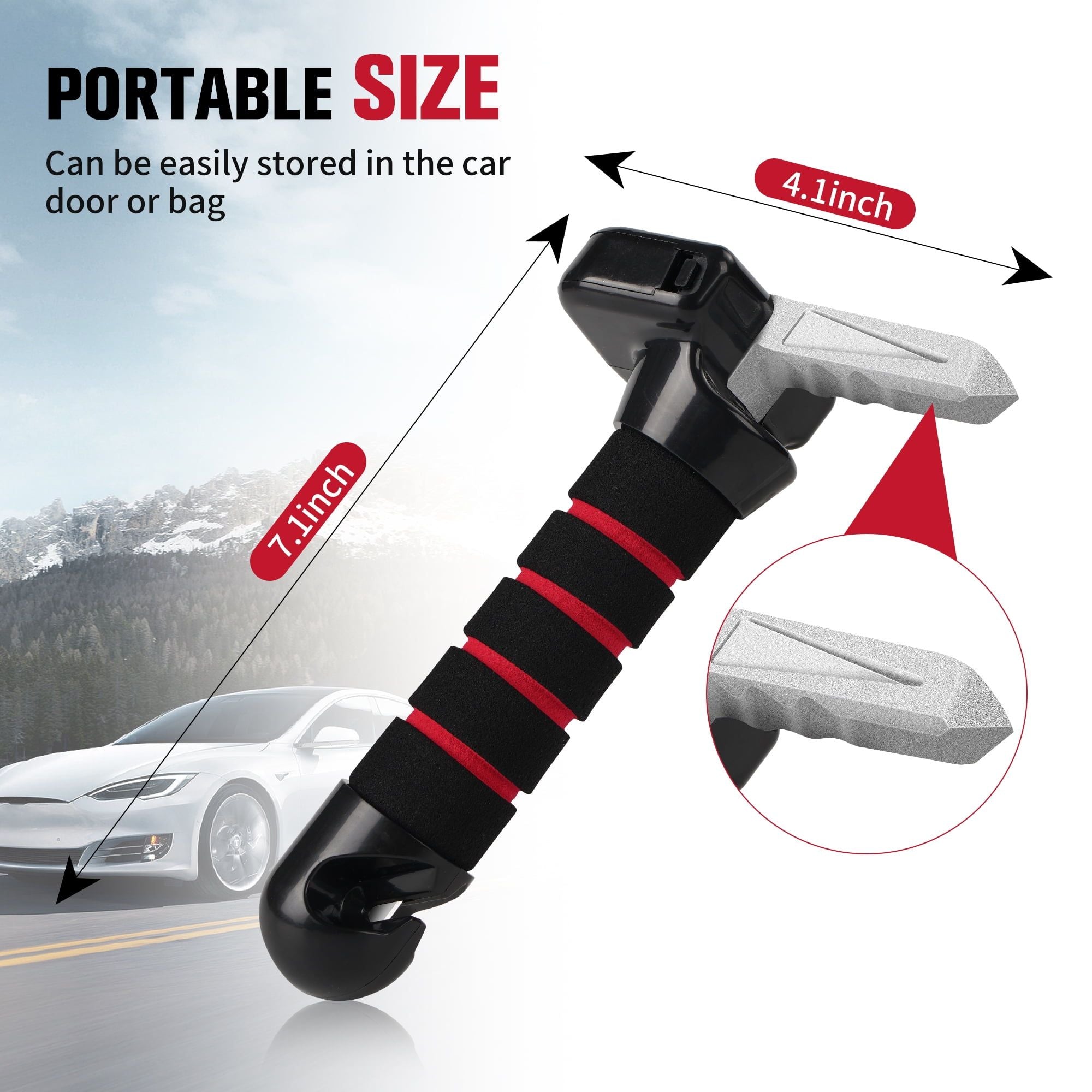 Kekoy Car Handle Assist for Elderly, 4 in 1 Vehicle Support Handle Car Cane Automotive Door Assist Handles with LED Light, Seatbelt Cutter, Window Breaker Standing Mobility Aid for Car