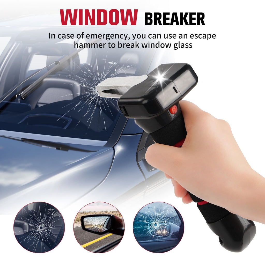 Kekoy Car Handle Assist for Elderly, 4 in 1 Vehicle Support Handle Car Cane Automotive Door Assist Handles with LED Light, Seatbelt Cutter, Window Breaker Standing Mobility Aid for Car