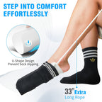 KEKOY 2 Pack Sock Aid Device and Shoe Horn Set, 35" Extra Long Handle Shoe Horn Adjustable Dressing Stick Socks Assist with Foam Handles, Mobility Aid for Senior EasyOptionXY LLC