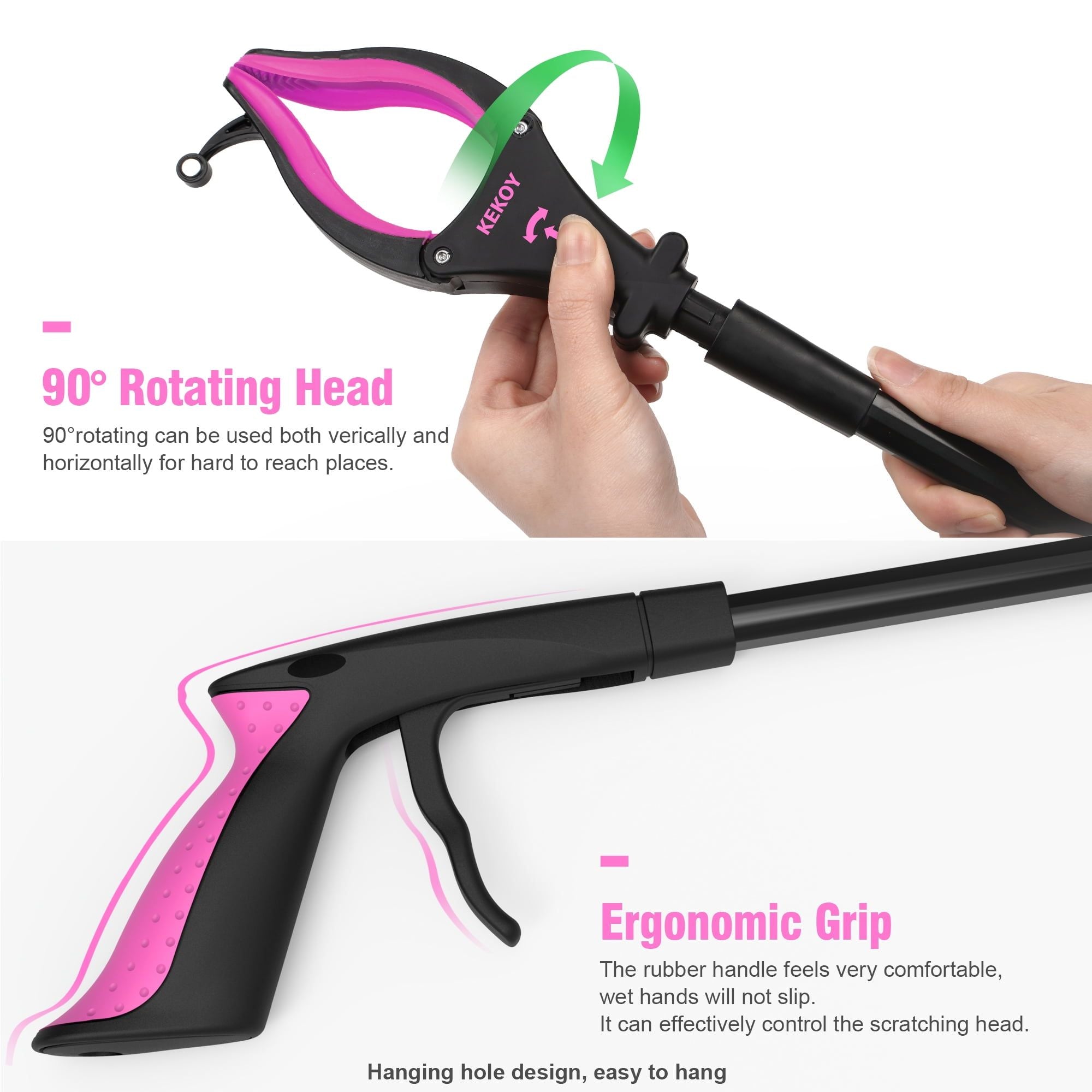 Kekoy 32'' Folding Grabber Reacher Tool with Light, Trash Grabber Reaching Pick up Aluminum Purple
