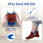 KEKOY Sock Aid Device for Senior, 2 Pieces Easy On and Off Sock Assistant Devices Sliding, Sock Helper Dressing Aids Stocking Slider for Elderly, Pregnant, Diabetics