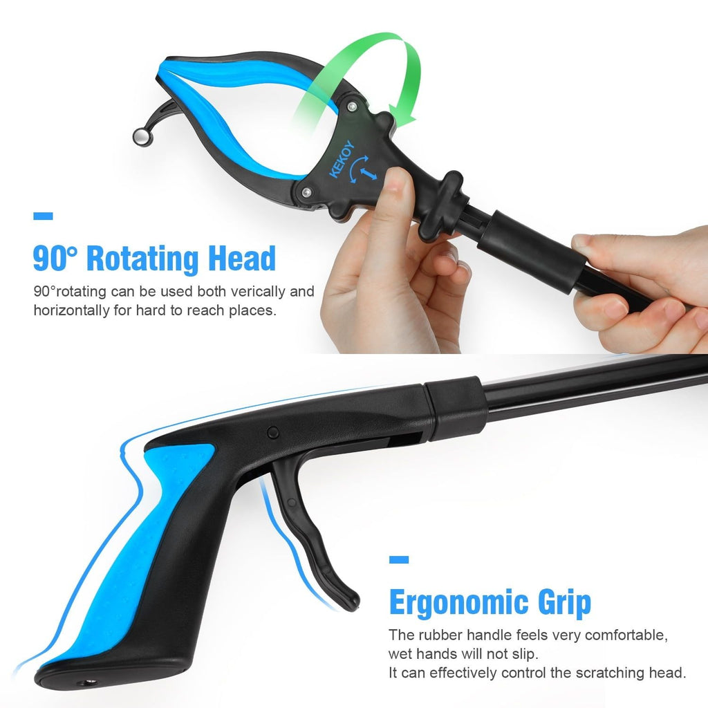 Kekoy Grabber Reaching Tool, 2 Pack 32" Foldable Trash Pickup Reacher for The Disabled, Blue
