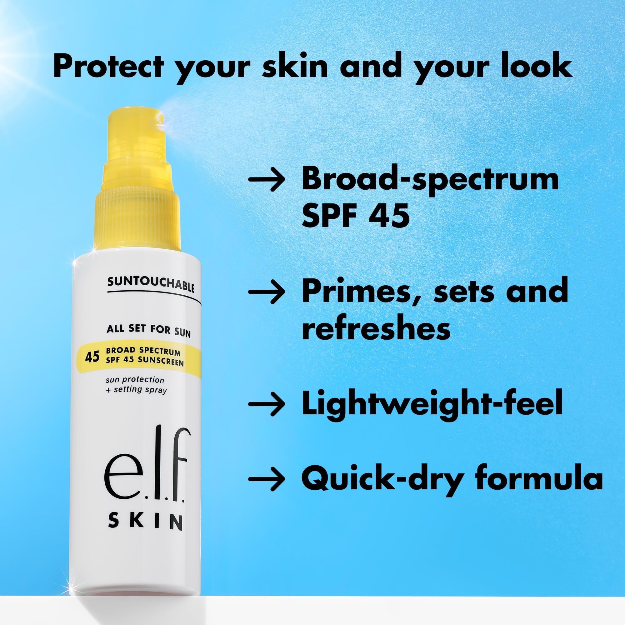 e.l.f. SKIN Suntouchable All Set for Sun SPF 45, 2 fl oz