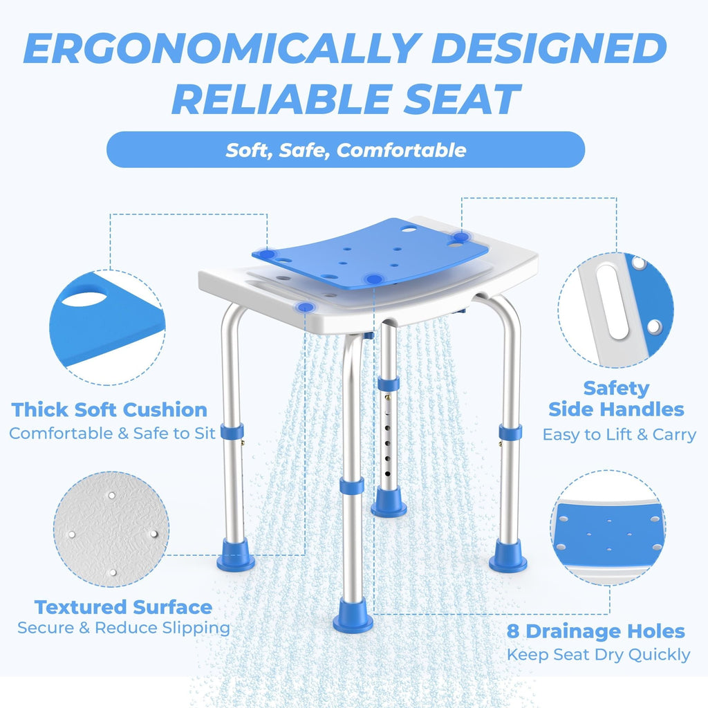 KEKOY Shower Chair for Inside Shower, FSA/HSA Eligible Medical Alloy Bath Stool for Seniors, Pregnancy & Disabled - Adjustable Support Bathroom Stools for Adults w/Grab Bar