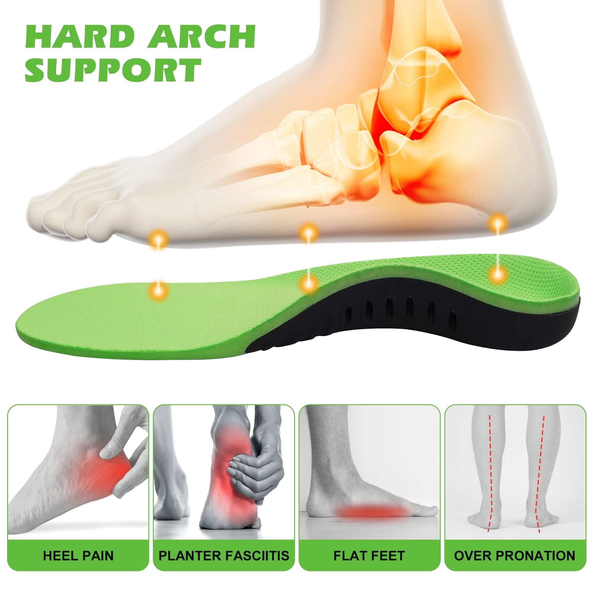 KEKOY Plantar Fasciitis Pain Relief Orthotics, Flat feet Arch Support Insoles Shoe Inserts for Men and Women, Sports Shock Absorption for Walking,Running,Hiking, S