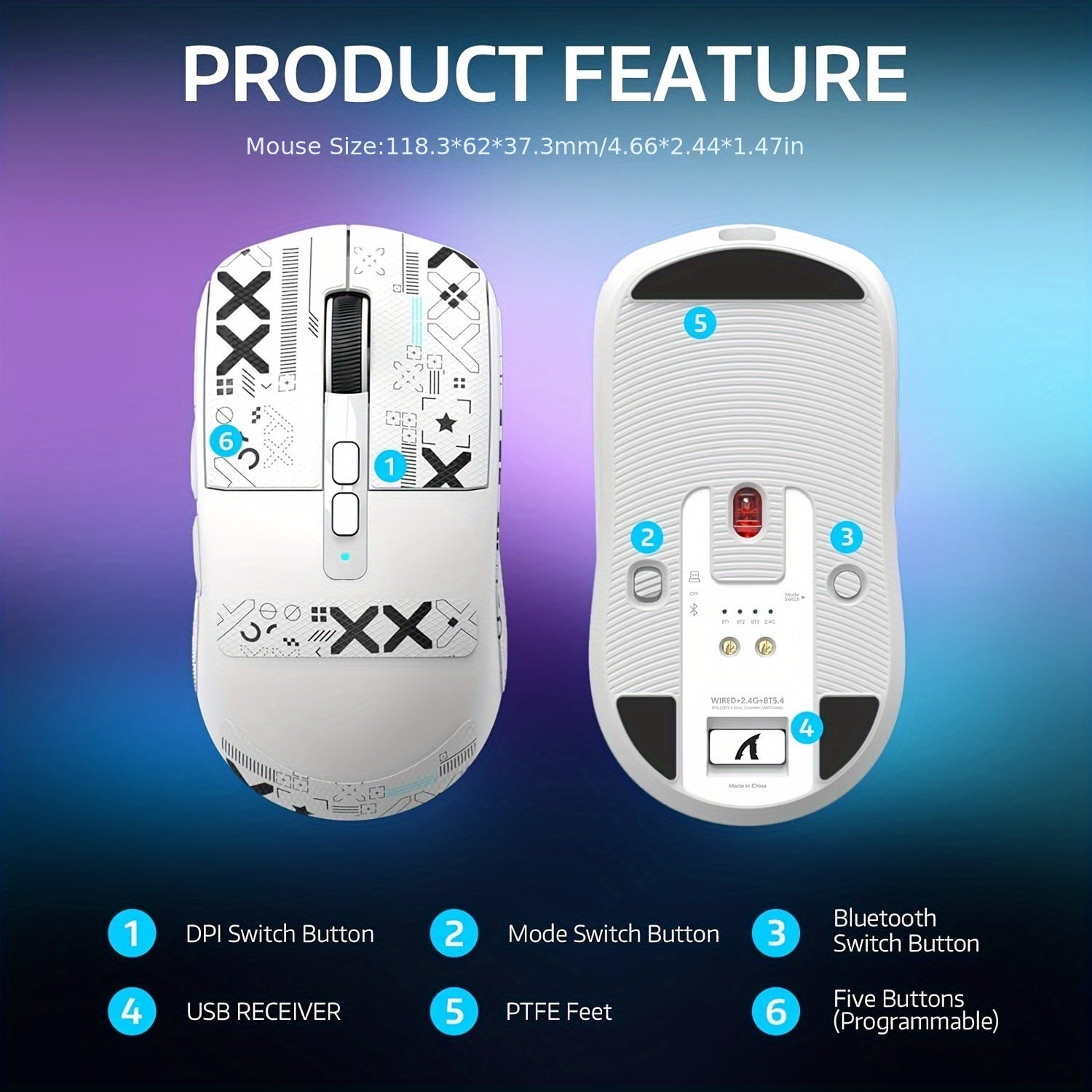 ATTACK SHARK X6 49g SUPERLIGHT Mouse With Magnetic Charging Dock, PixArt PAW3395 Gaming Sensor, BT/2.4G Wireless/Wired Gaming Mouse With Tape, Up To 26000, X3 Upgrade Mice For Win11/Xbox/PS/Mac Lootquake LLC