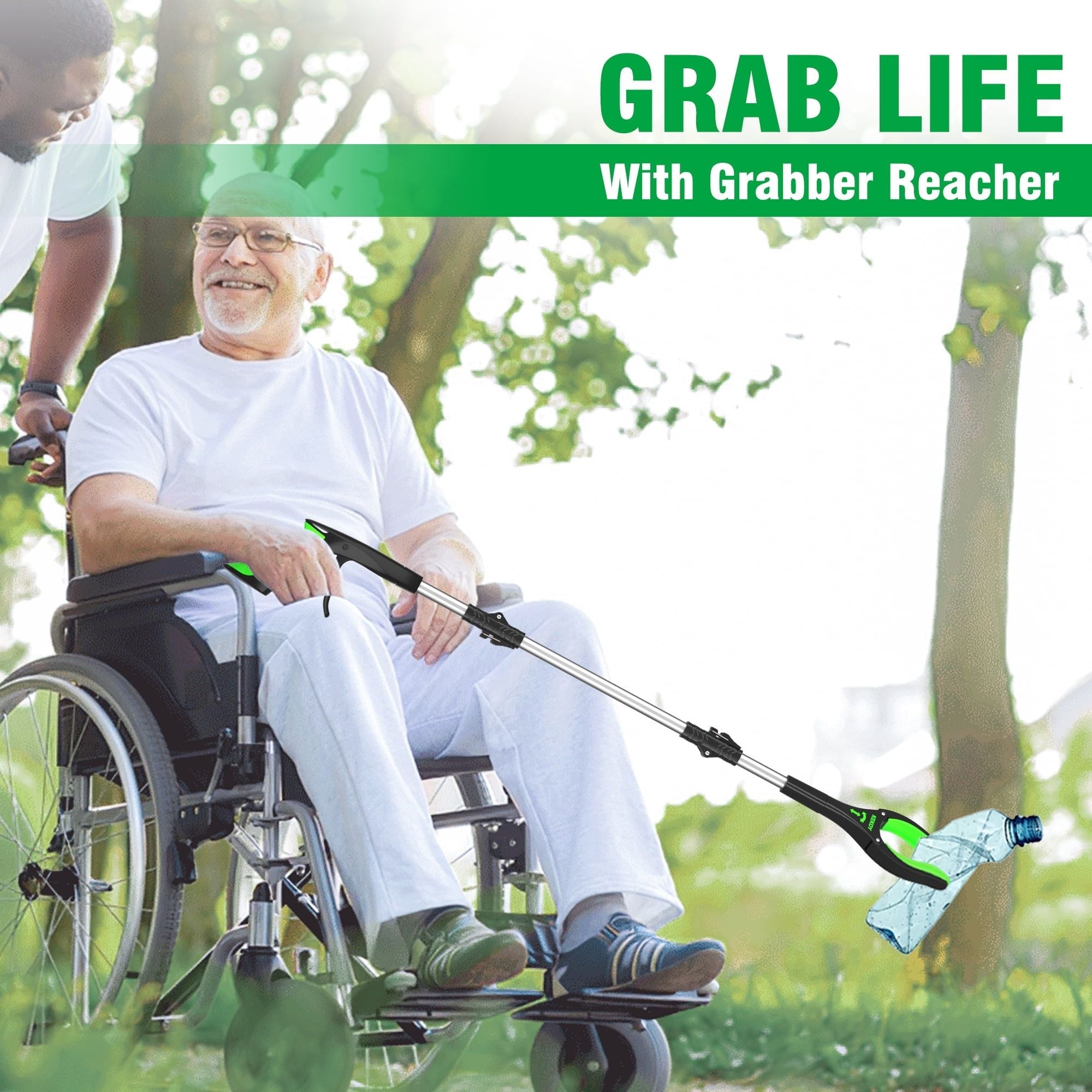 36" Extra Long Grabber Reacher, Kekoy Foldable Grabbers for Elderly Grab It Reaching Tool Heavy Duty, Anti-Slip Rotating Jaw with Magnets, 4" Wide Claw Opening Reachers for Seniors, Trash Picker Tool EasyOptionXY LLC