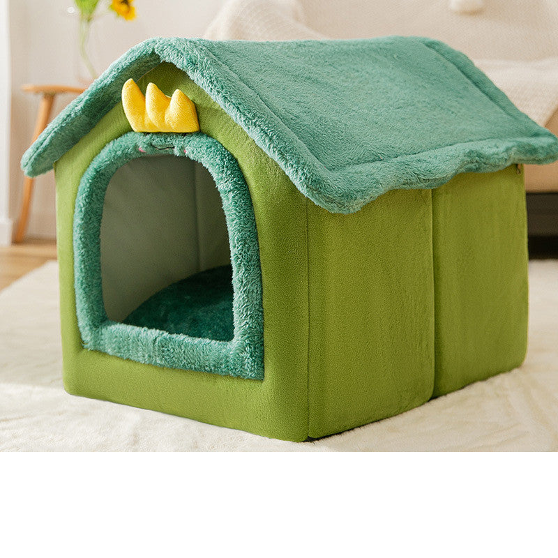 Foldable Dog House Pet Cat Bed Winter Dog Villa Sleep Kennel Removable Nest Warm Enclosed Cave Sofa Pets Supplies Pi-Mart