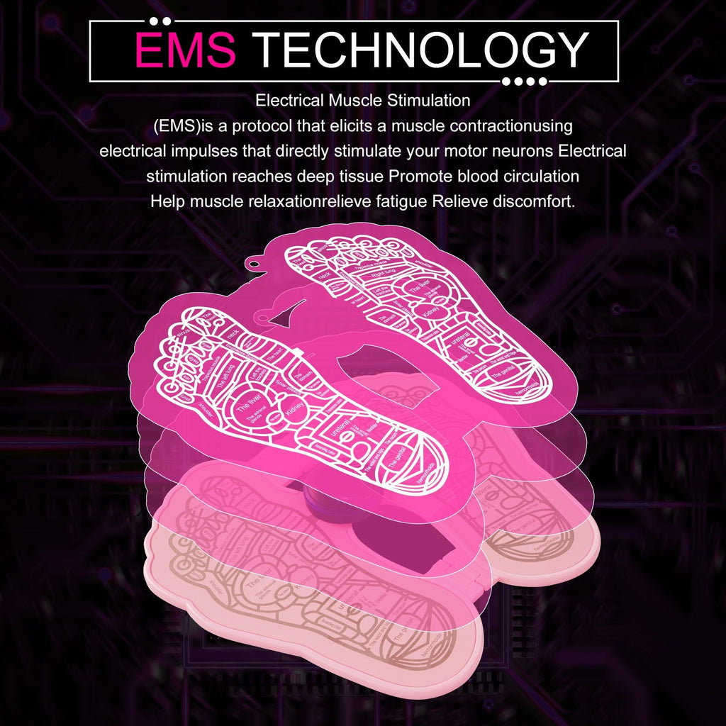KEKOY EMS Foot Massager Electric Foot Stimulator Massager, Romote Contral USB Rechargeable Foot Massage Pad with 8 Modes 19 Intensity Promote Blood Circulation, Pink