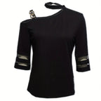 Ladies' Irregular Collar Solid Color Hanging Neck Fashion Off Shoulder Top - SJB-DIAMOND ELITES