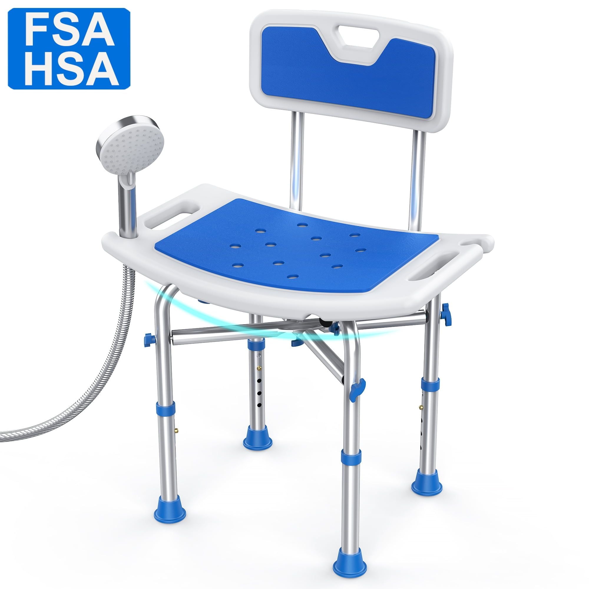 KEKOY Heavy Duty Shower Chair with Back 550lb, Height Adjustable Padded Bath Seat, Shower Bench Bathtub Stool for Elderly, Senior, Handicap & Disabled, Tool-Free Assembly