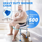 KEKOY Heavy Duty Shower Chair with Back 550lb, Height Adjustable Padded Bath Seat, Shower Bench Bathtub Stool for Elderly, Senior, Handicap & Disabled, Tool-Free Assembly