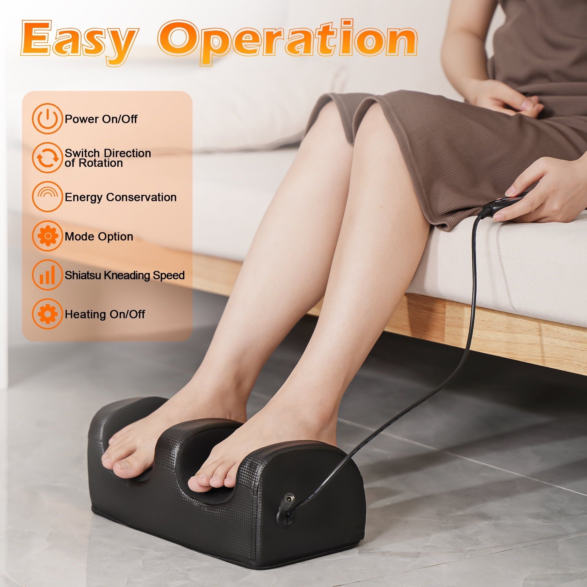 KEKOY Shiatsu Foot Massager with Heat, Chronic Nerve Pain Therapy Spa Gift Kneading & Rolling Massage for Leg Calf Ankle, Hand Remote Control Massager Machine for Circulation and Pain Relief EasyOptionXY LLC