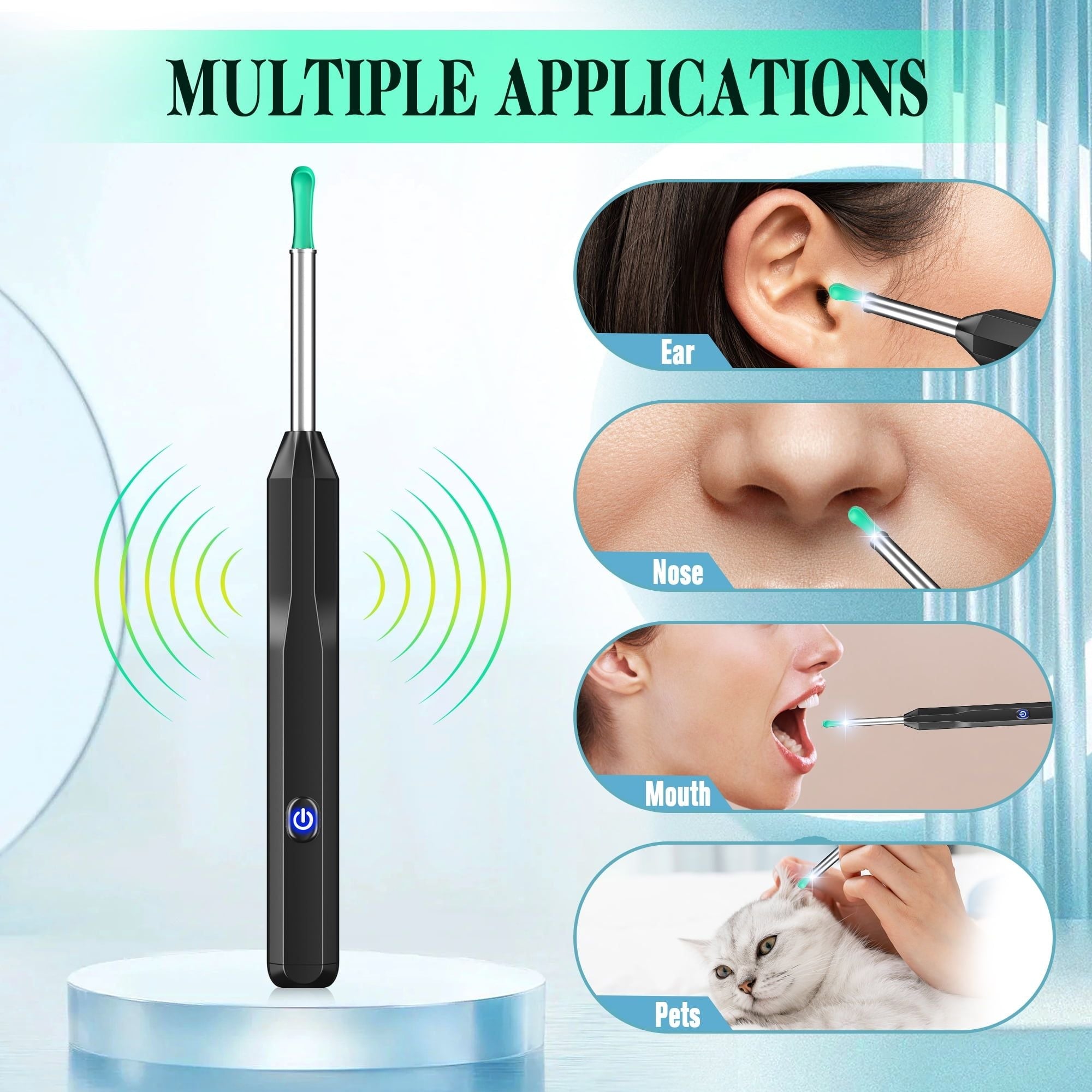 KEKOY Ear Cleaner with Camera, Earwax Remover Tool, 1296P HD Ear Otoscope with 6 LED Lights, 6 Ear Spoon & 8 Tools Ear Wax Removal Kit for iPhone, iPad & Android Smart Phone