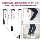 KEKOY Long Shoe Horn, 14" to 34" Adjustable and Retractable Expander Long Handle Shoe Stick, Stainless Steel Sock Removal Tool for Shoes, Shirts and Pant with Travel Bag