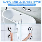 KEKOY Upgraded Adjustable Bath Stool w/Grab Bar, FSA/HSA Eligible Shower Stools for Inside Shower Anti-Slip Round Plastic Bathroom Seats,Tool-Free Bath Chairs for Seniors