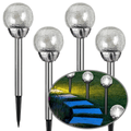 Garden Solar Lights, Cracked Glass Ball Waterproof Cool White LED for Outdoor Decor Decorations Pathway Patio Yard Lawn, 4 Pack EasyOptionXY LLC