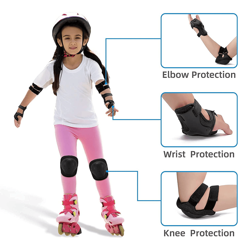 Kids Guards Protective Gear for 3-8 Years Toddlers, Knee and Elbow Pads with Wrist Guards 3 in 1 Sports Gear Set for Bike, Roller Skating, Skateboard, Black EasyOptionXY LLC