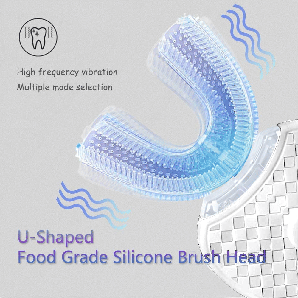 Ultrasonic Automatic Toothbrush, 360? Electric Sonic Toothbrush for Teeth Whitening, U-Shaped Wireless Charging Toothbrush for Gums Protection (White) EasyOptionXY LLC