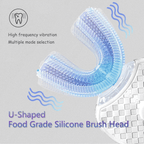 Ultrasonic Automatic Toothbrush, 360? Electric Sonic Toothbrush for Teeth Whitening, U-Shaped Wireless Charging Toothbrush for Gums Protection (White) EasyOptionXY LLC