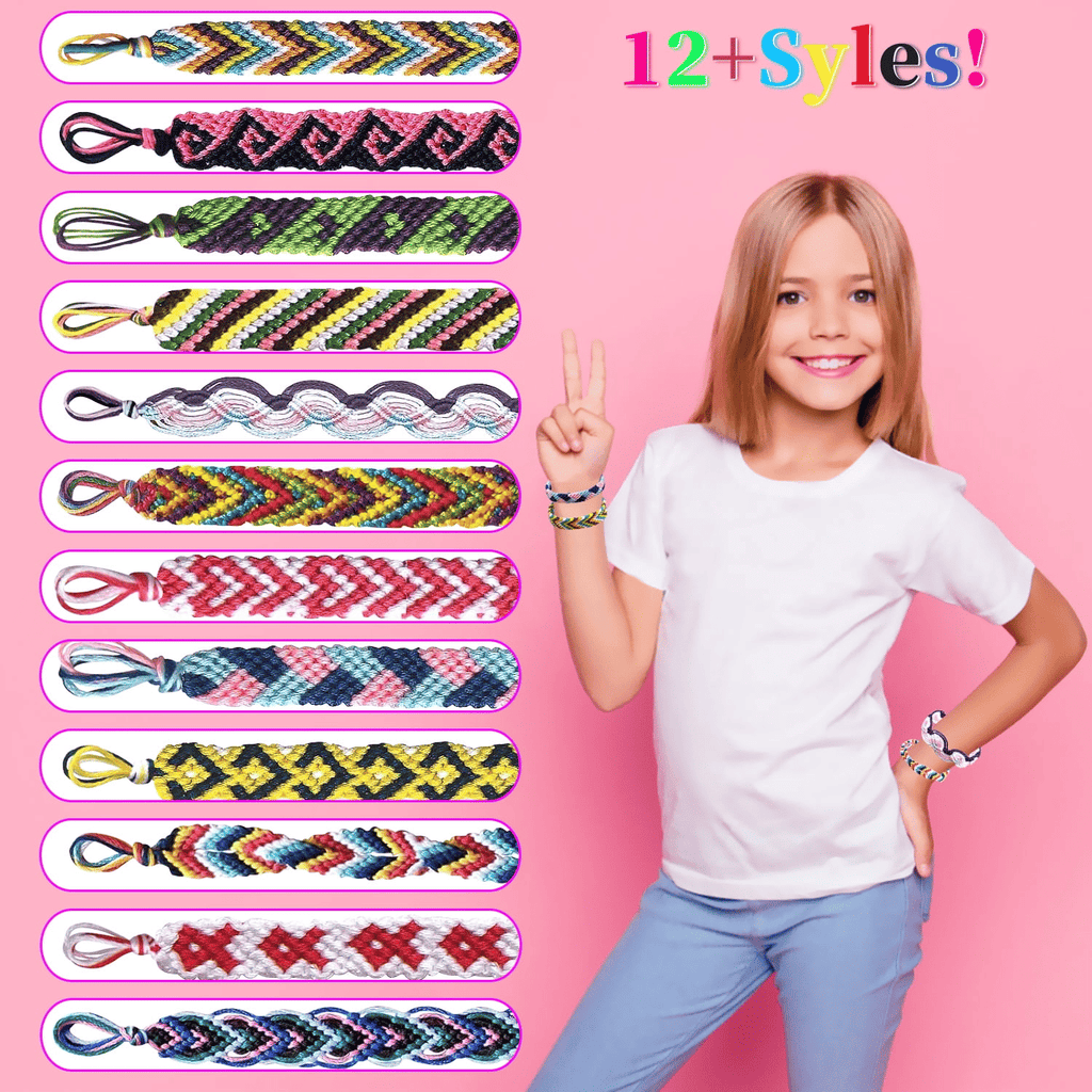 Braiding Friendship Bracelet Making Kit, Kids Jewelry Making Kit with 25 Pre-Cut Threads, Arts and Crafts Toy for 8-12 Year Old Girls Christmas Birthday Gifts EasyOptionXY LLC