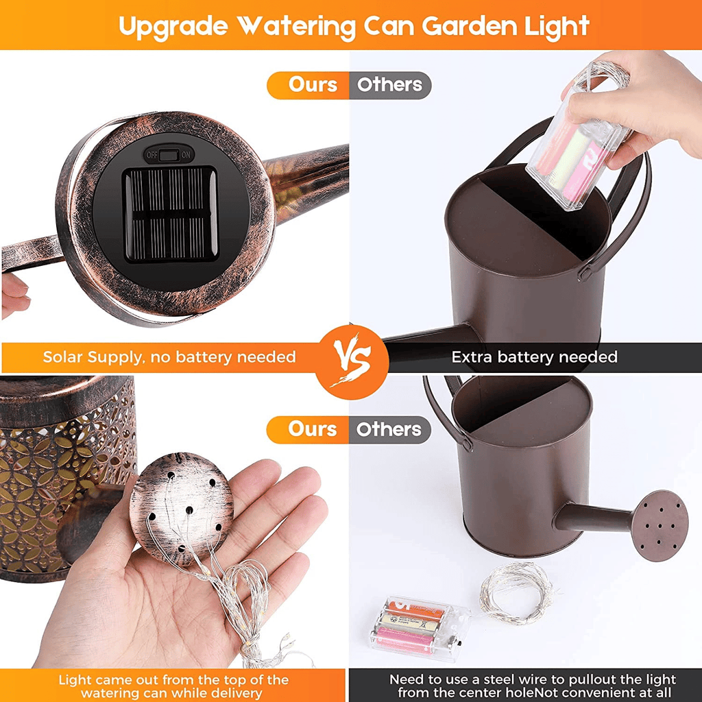 Watering Can with Garden Lights, Solar Waterfall Outdoor Decorative Lights, Solar Art Light Garden Yard Lawn Walkway Party Decorations Stake Light(with Shepherd Hook) EasyOptionXY LLC