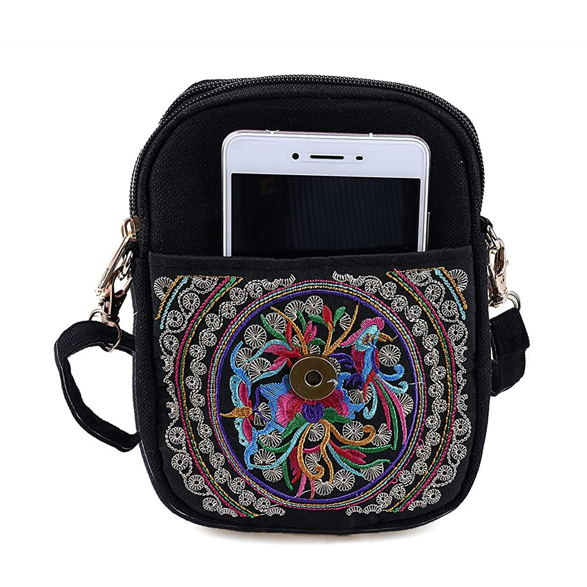 Vintage Shoulder Bag, Women Floral Embroidered Purse, Boho Ethnic Crossbody Bags for Women, Small Coins Purse (Multicolor) EasyOptionXY LLC