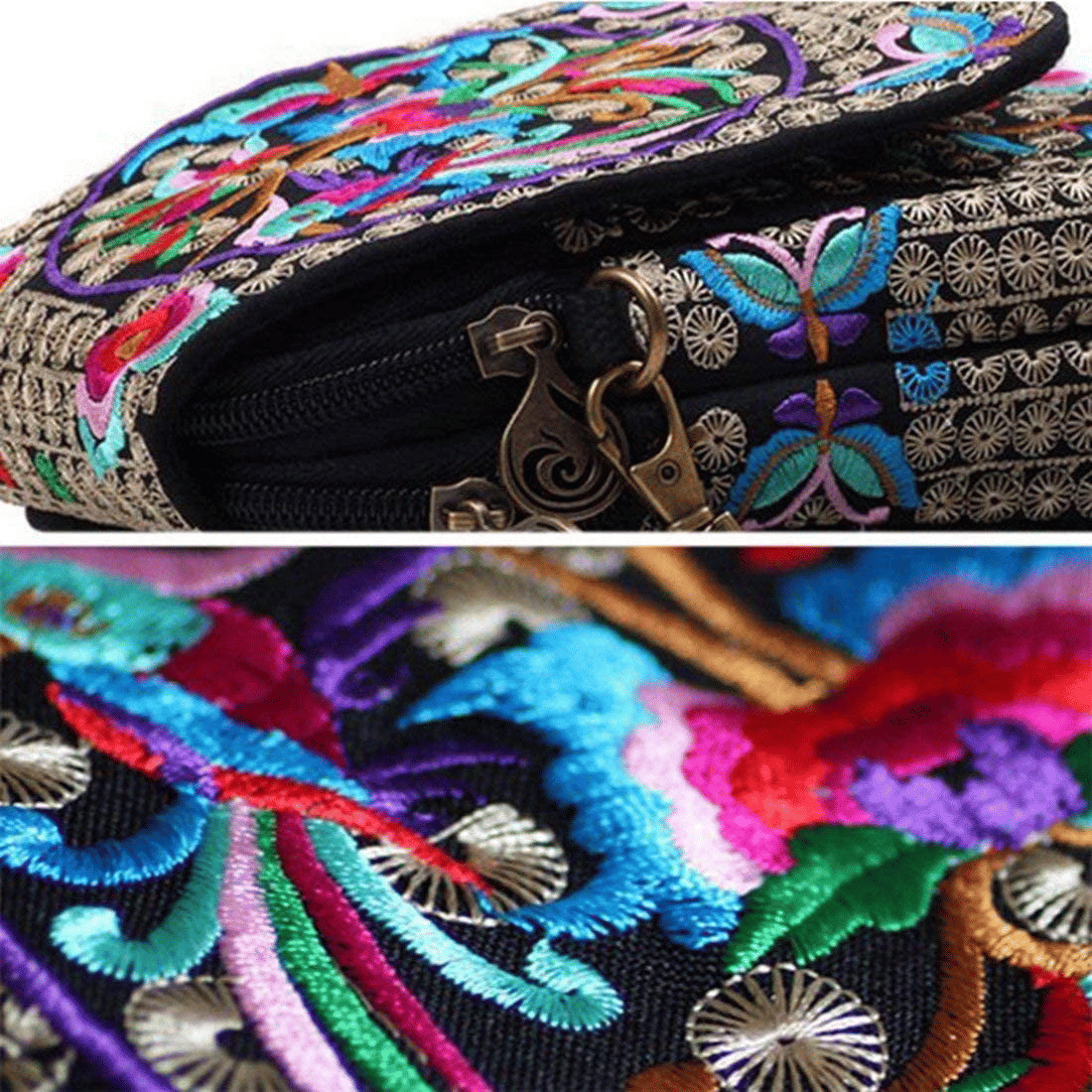 Vintage Shoulder Bag, Women Floral Embroidered Purse, Boho Ethnic Crossbody Bags for Women, Small Coins Purse (Multicolor) EasyOptionXY LLC