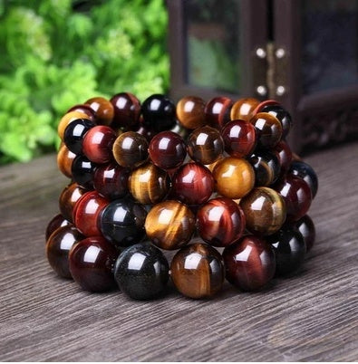 Tiger Eye Bracelet Natural Crystal Stone Buddha Bead Bracelet Pi-Mart