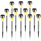 12 Pack Solar Lights Outdoor, Stainless Steel Solar Garden Lights, Waterproof LED Landscape Lighting for Pathway Patio Yard Walkway Decoration, Warm White EasyOptionXY LLC