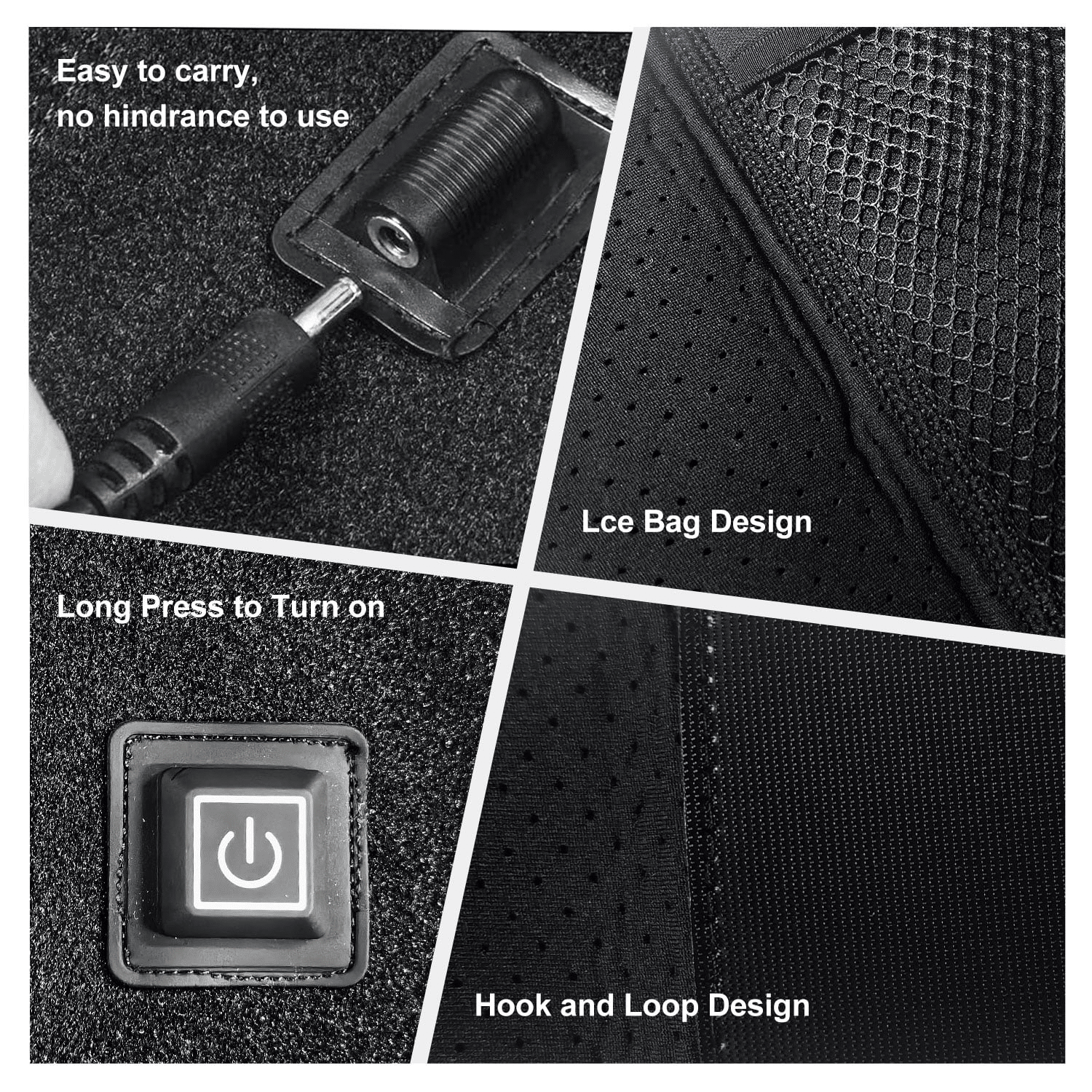 Heated Knee Brace Wrap, Knee Heating Pad with USB Adapter, 3 Adjustable Temperature Knee Warmer for Joint Arthritis Pain Swelling Cramps Relief, Gray EasyOptionXY LLC