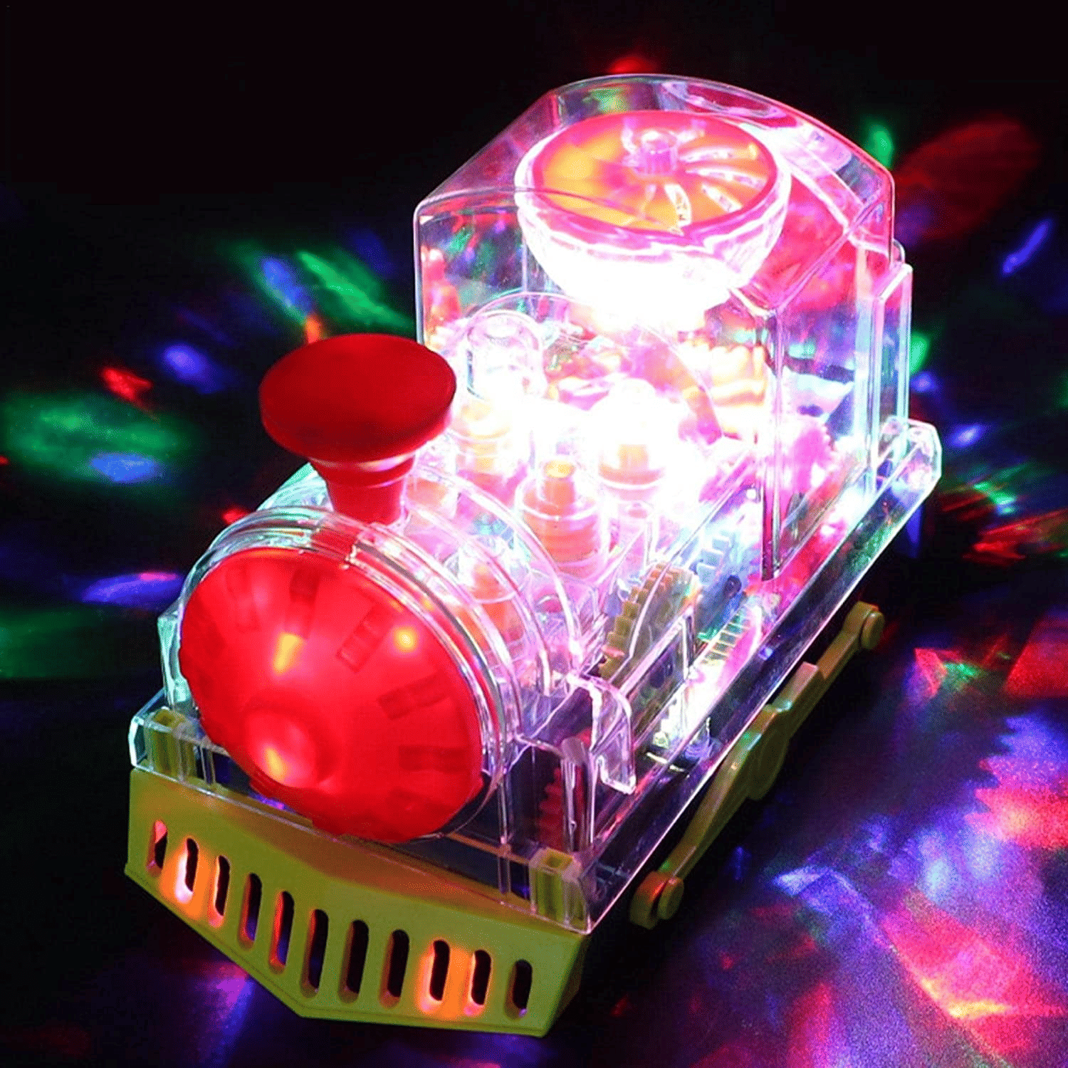 Gear Toy Train, Early Educational Transparent Kids Music Train Toy, Children Electric Rotating Mechanical Gear Train with Flashing Light Train Toy for Boys Toddlers EasyOptionXY LLC