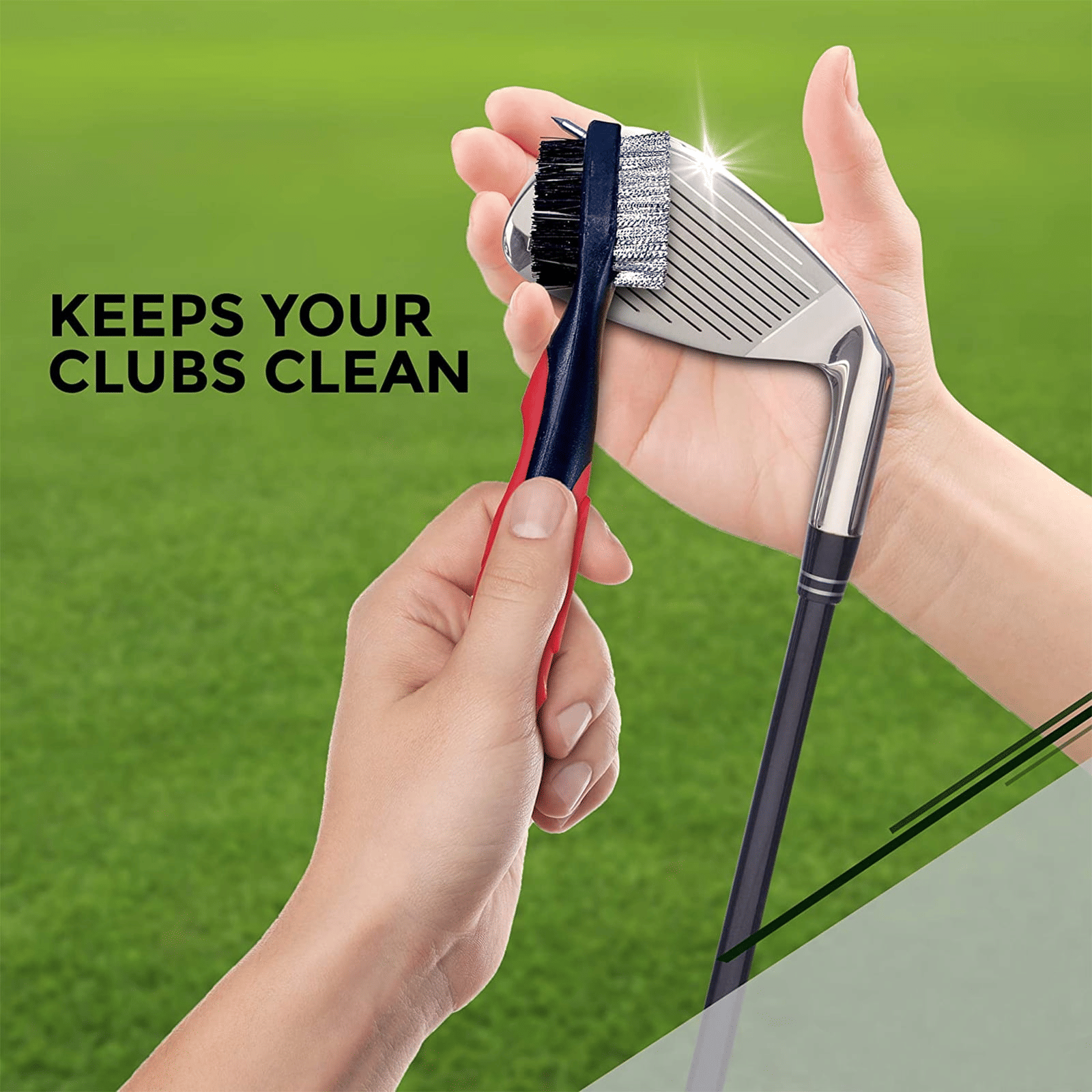 Retractable Golf Club Cleaning Kit (2 Pack), Golf Club Brush Groove Cleaner with Zip-line and Aluminum Carabiner, Easily Attaches to Golf Bag EasyOptionXY LLC