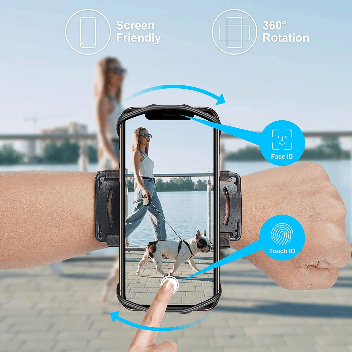 Phone Holder for Running Wristband, 360¡ã Rotatable & Adjustable Cellphone Sports Band Case for iPhone Samsung Smartphones for Workout Exercise Fitness Gym Walking EasyOptionXY LLC