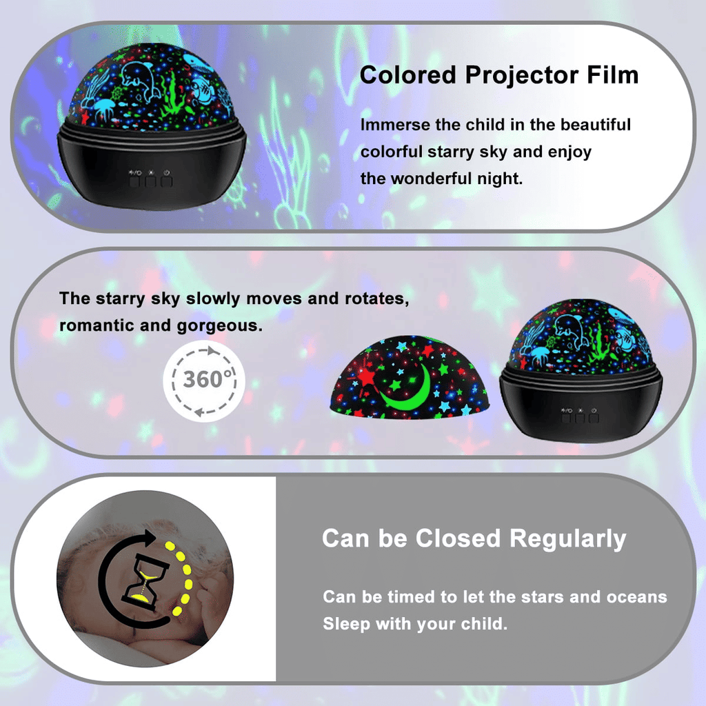 Night Light Projector for Kids, 2 in 1 Ocean and Starry Projector, 360¡ã Rotating Baby Night Lights Lamp for Bedroom Christmas Birthday Gifts, Black EasyOptionXY LLC